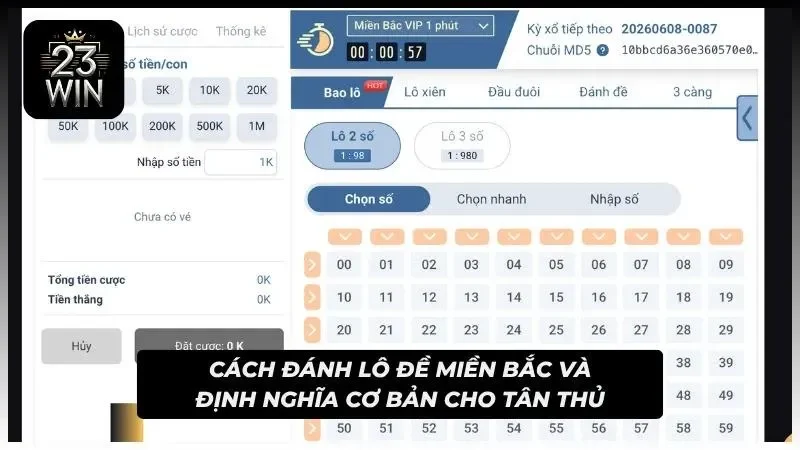 Giao diện về hình thức cược lô đề miền Bắc 2026